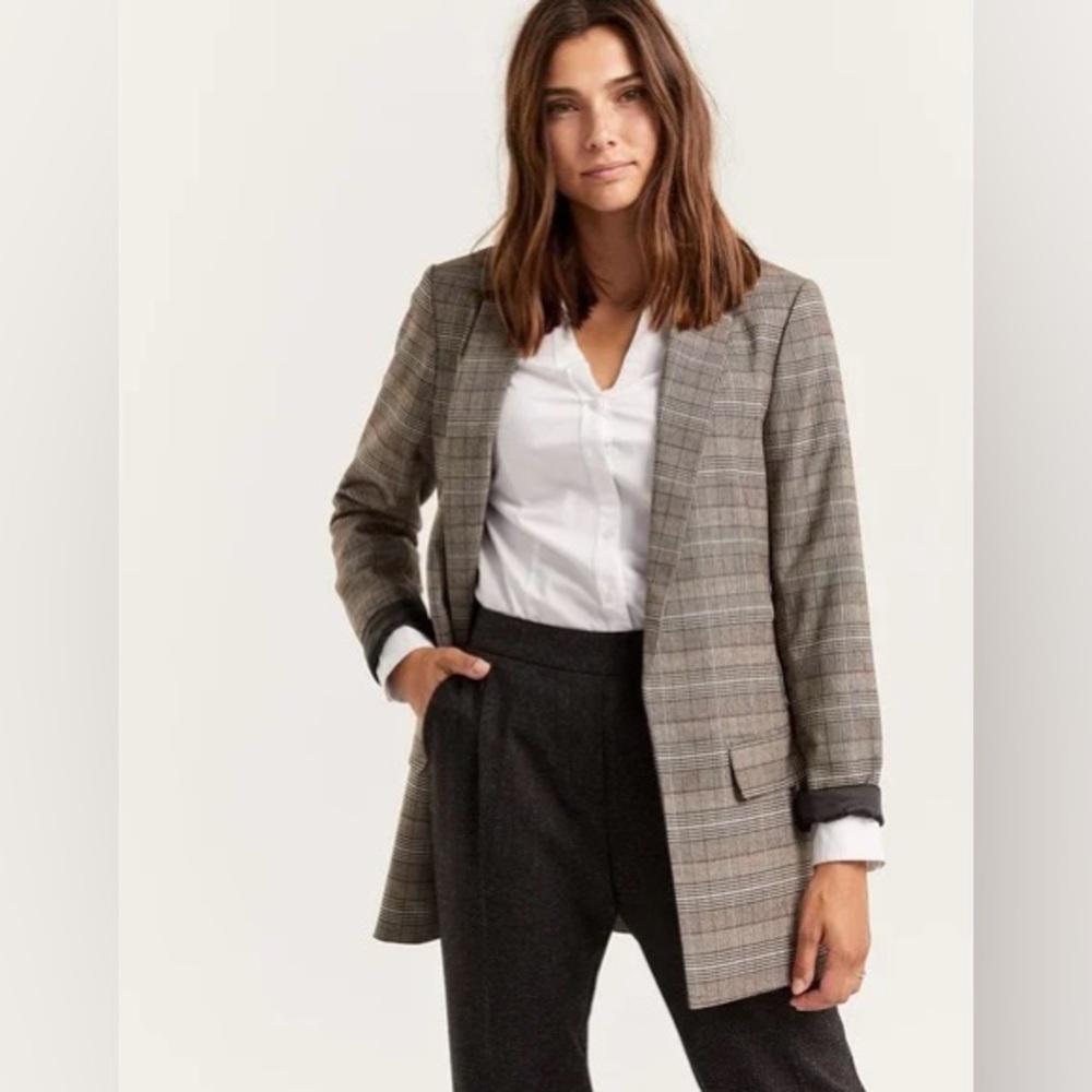 Reitmans Charcoal Checkered Blazer Size 14